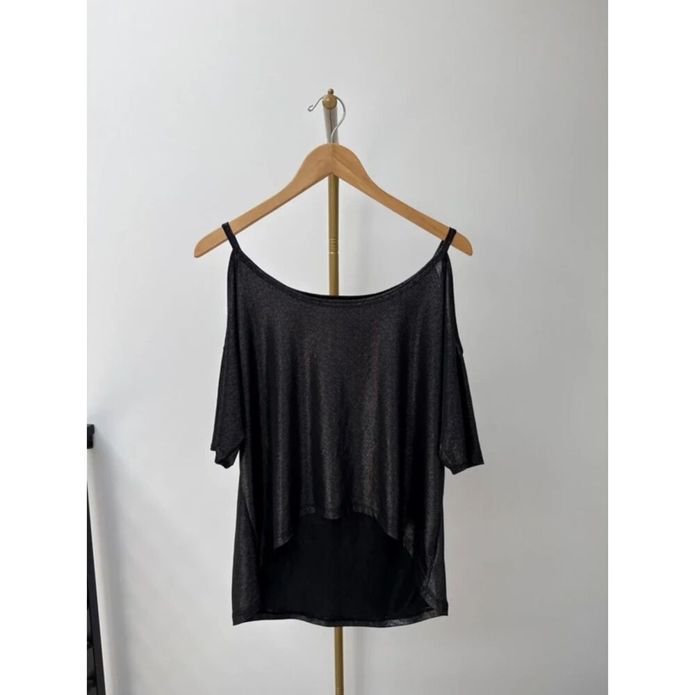 Slouchy Metallic Shimmer Top With Shoulder Cutouts S